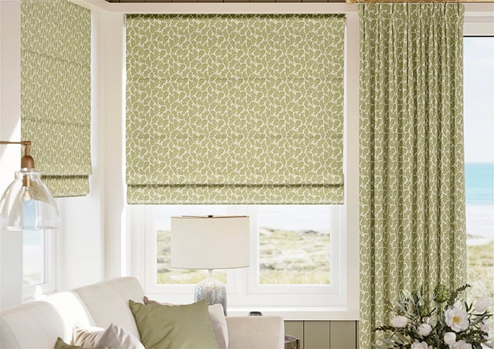 Land & Shore Oak Leaf, Green - Twist&Fit Roman Blind - Image 3